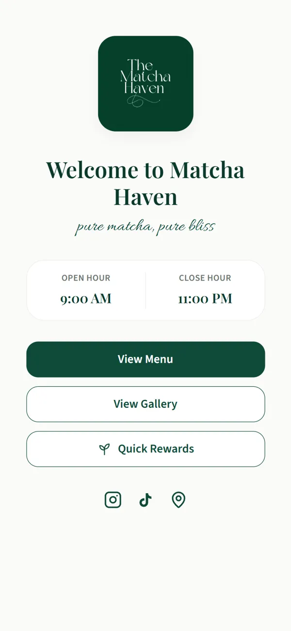 Matcha Havens website on a phone